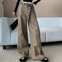 女性用工事服風ワイドパンツ【ストレート・フィット・カジュアル】