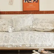 南フランス風 夏用サソファクッションシート【ヴィンテージデザイン・コットン製】