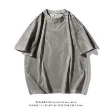 レトロなデザインの洗い加工コットンTシャツ【夏用・ゆったりシルエット・短袖】
