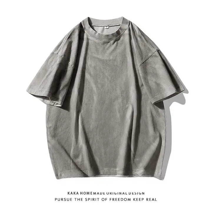 レトロなデザインの洗い加工コットンTシャツ【夏用・ゆったりシルエット・短袖】