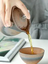 手作りのレトロな急須と蓋付き茶碗【柴焼き・陶器製・食卓用】