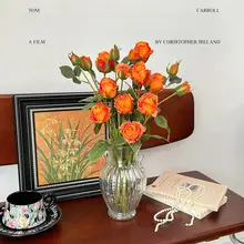 リアルなオイルペイント風のバラの造花【レトロスタイル・花束・インテリア装飾用】