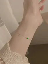 925純銀製 グリーンクリスタルブレスレット【女性用・エレガントデザイン・プレゼントにも最適】