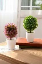 北欧デザイン デスクトップ装飾用フェイクグリーン【リビング用・小型・花瓶付き】