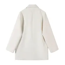 白色のドロップショルダー女性用ジャケット【パッドなし・デザイン性豊か】