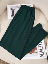 夏用薄手ストレートパンツ【ハイウエスト・ゆったりフィット・ママ向け・九分丈】