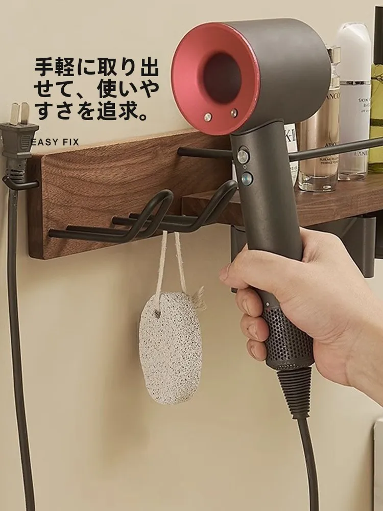 壁掛けヘアドライヤー収納ラック：浴室での整理整頓を実現するスチール製フレーム