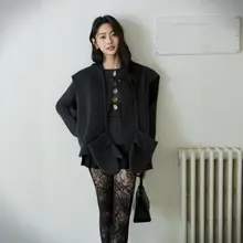 極上の柔らかさのダブルフェイスウールベスト【カジュアルレトロデザイン・ショートコート・手袋付き】