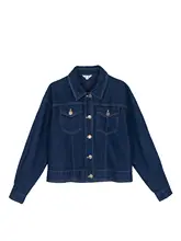 レトロデザインのデニムジャケット【ルーズフィット・長袖・ショート丈・秋用】