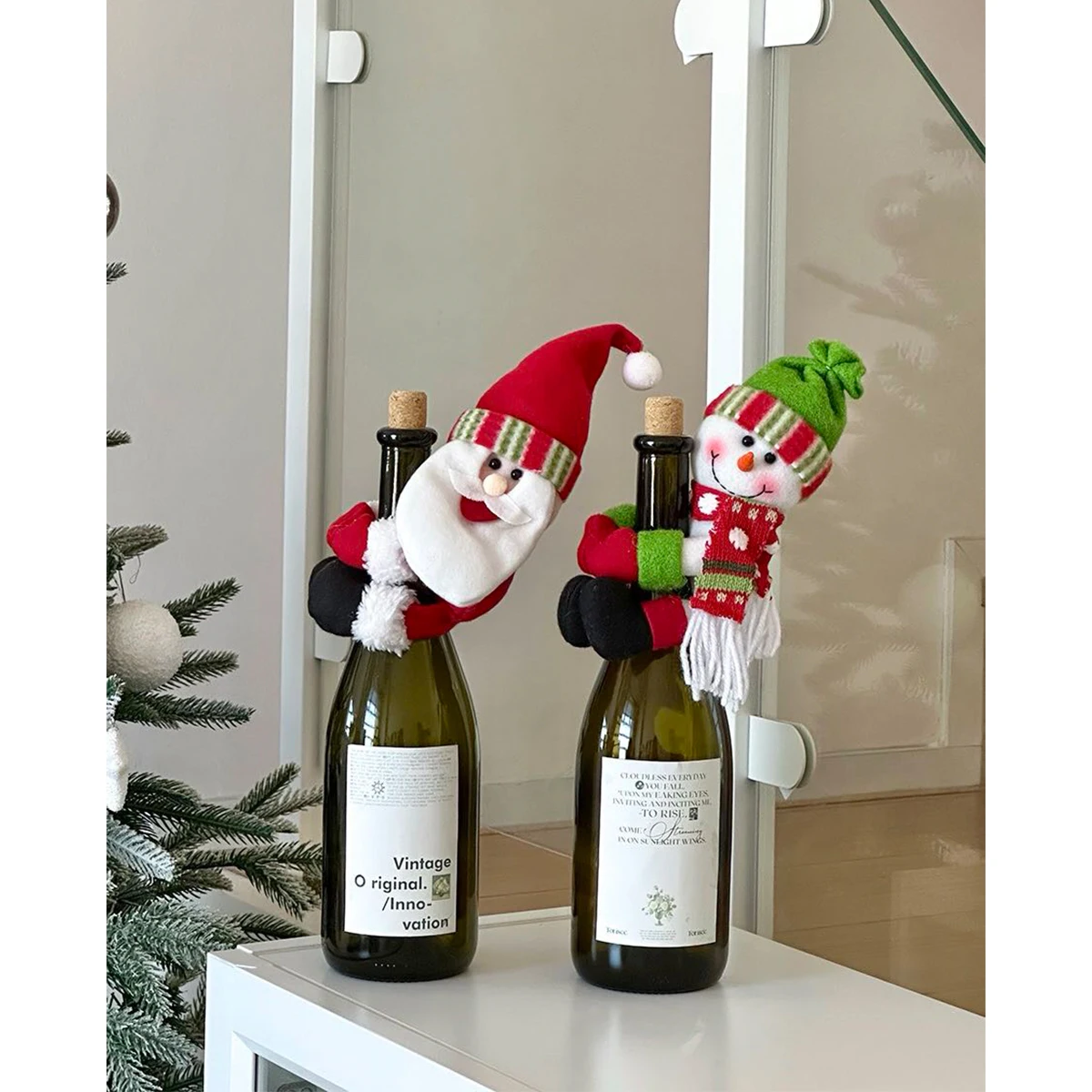 クリスマステーブルコーディネートに最適なアートデザインボトルカバーC1409