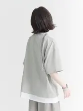 万有引力博物館風 二重構造デザインの半袖Tシャツ【ゆったりサイズ・綿素材・夏用】（セットアップ対応）
