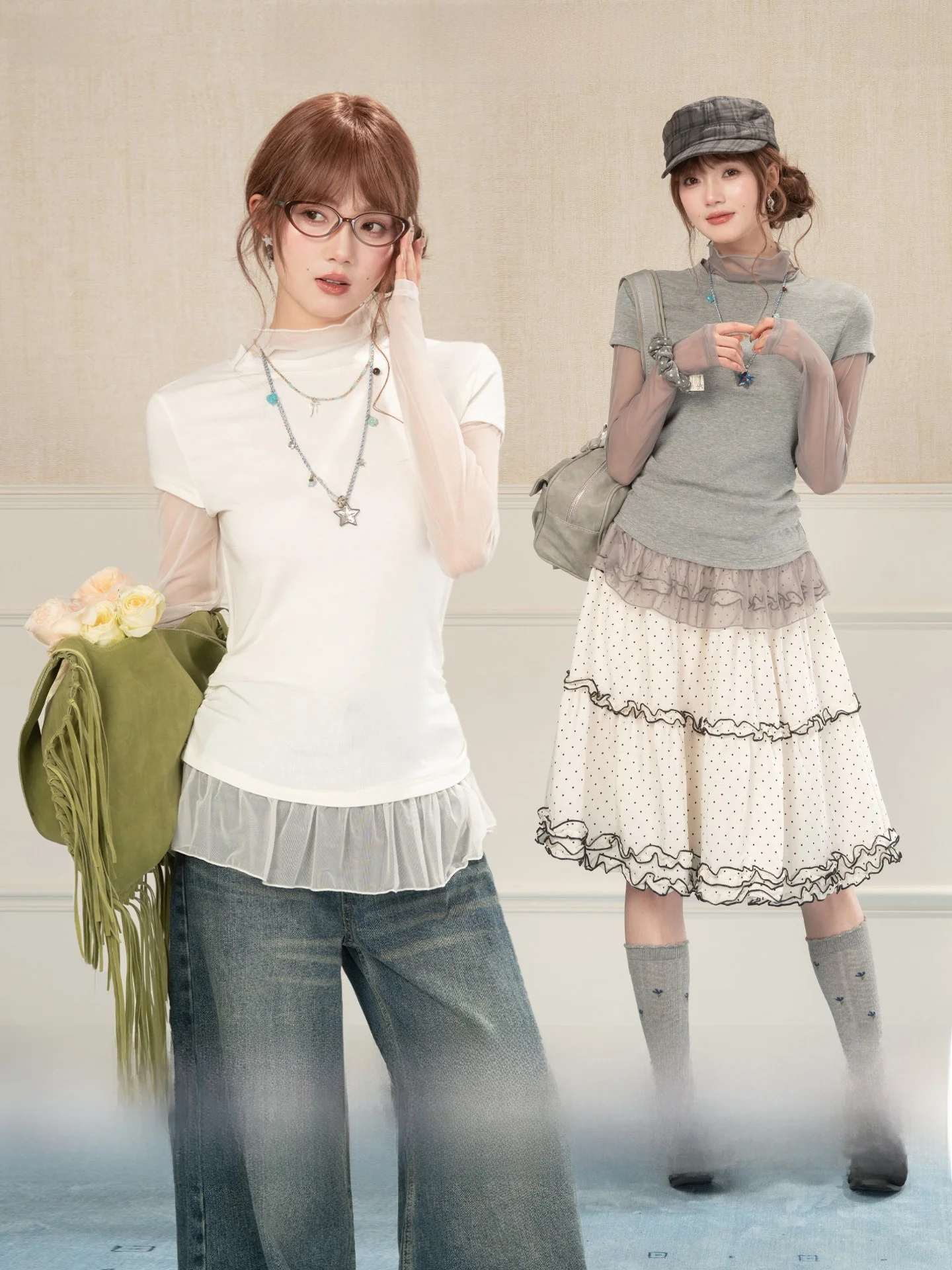 今日の服装レディースで迷ったら、この1枚が救う！甘美なメッシュ切替ハイネックTシャツの選び方とは？