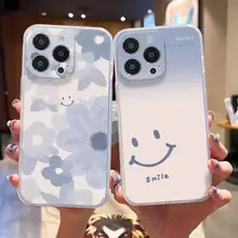 グラデーションブルーフラワー携帯電話ケース【ソフトシリコン・全身保護・適用機種】