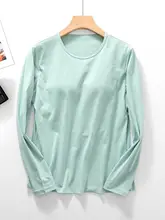 極上の柔らかさの長袖一体型Tシャツ【ブラカップ付き・インナー兼用・ヨガウェア・ナイトウェア】（セットアップ対応）