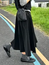 黒の中長丈スリムシルエットスカート【女性用・秋のコーディネートに最適・フィット】