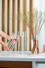 透明ガラスの花瓶【ストレートタイプ・ディスプレイ用・おしゃれなインテリア】