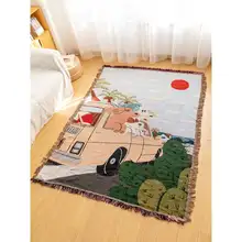 犬イラストのカジュアルブランケット【昼寝用・ソファ用・インテリア装飾】