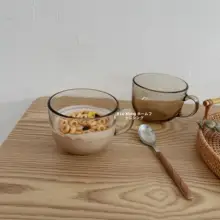 楽熊 耐熱大容量カフェグラス【北欧スタイル・ブラウンガラス・朝食用】