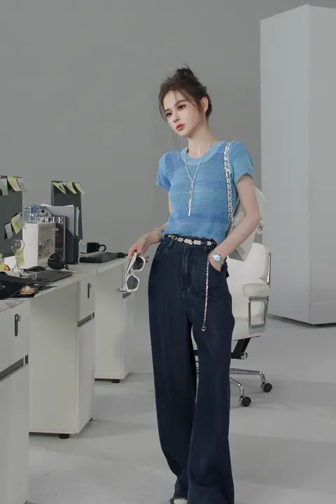 快適な涼感！デニムストレートパンツ【精巧なデザイン】