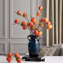 リアルな柿の枝と赤い果実の造花【リビング・玄関用装飾】