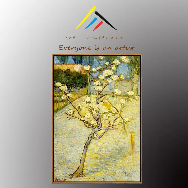 ヴァン・ゴッホ 梨の木 油絵【フレーム付き・リビング用・北欧デザイン】