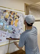 アートシルクスクリーン 若奈 壁画 自由島【リビング・ダイニング用・大判・現代風】