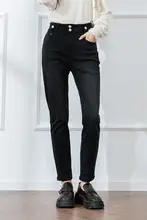 LAGOGO 高腰スリムフィット加絨デニムパンツ【レディース・快適・NCNN539G10】
