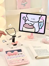 かわいい透明デザインの折りたたみスマホスタンド【テーブル用・クマ型・タブレット対応】
