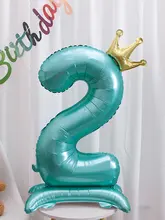 ブルーの立体クラウンバースデーナンバーバルーン【ピンク・子供用・誕生日パーティー装飾】