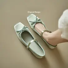 羊皮製 バレエシューズ【内増高・リボン付き・フレンチスタイル】