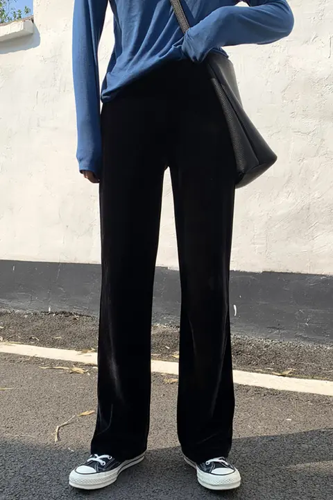 秋冬用 加柔らかいワイドレッグパンツ【ハイウエスト・サテン仕上げ・ドレープ感】（セットアップ対応）