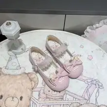 可愛いデザインのローファー【小熊モチーフ・丸トゥ・ロリータ風・日常使い・リボン付き】