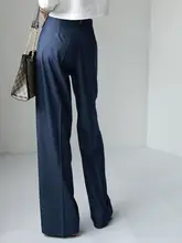 高級感ある春夏用ハイウエストワイドレッグパンツ【女性用・カジュアル・スラックススタイル・ロング丈】