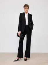 レトロデザインの微喇ロングパンツ【インポート混合ストレッチ素材・スタイルアップ効果】