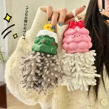 ハンドタオル クリスマスツリー型 ループ付き 厚手 吸水 キッズ 男の子 女の子 キッチン 洗面所 キュート