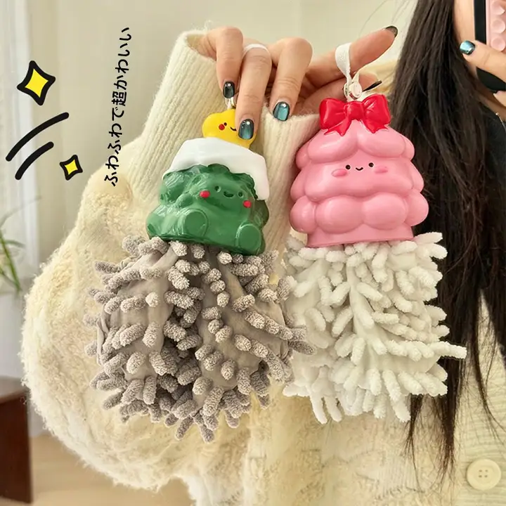 ハンドタオル クリスマスツリー型 ループ付き 厚手 吸水 キッズ 男の子 女の子 キッチン 洗面所 キュート