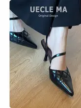 羊皮製 フランス風 バックストラップサンダル【エレガント・ポインテッドトゥ・ハイヒール・疲れにくい】