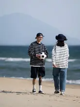 BELLKENIDEA シティボーイストライプ長袖シャツ【ビンテージ風・ゆったり・カジュアル】