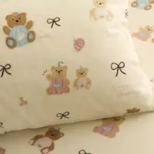 かわいいクマの親子デザイン フランネル毛布【冬用・珊瑚フリース・厚手】
