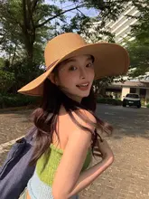 大きな庇付き草帽【夏用・ビーチ・折りたたみ・UVカット・アウトドア用】