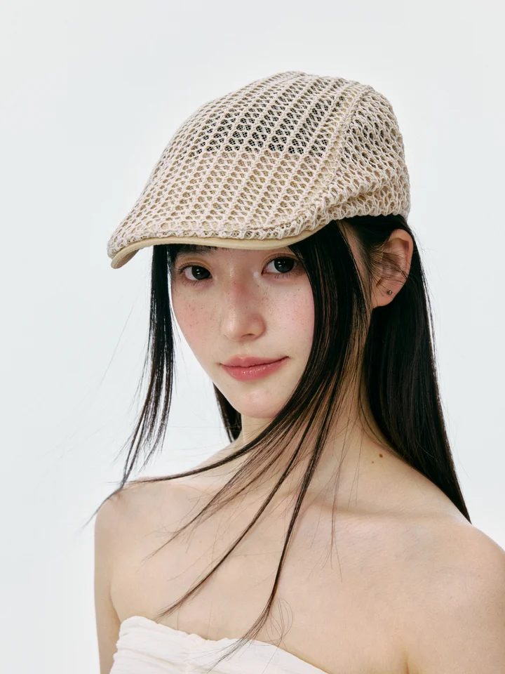 ハンチング帽 ベレー帽 レディース 透かし編み 小顔見え ストリート おしゃれ ヴィンテージ 春 秋