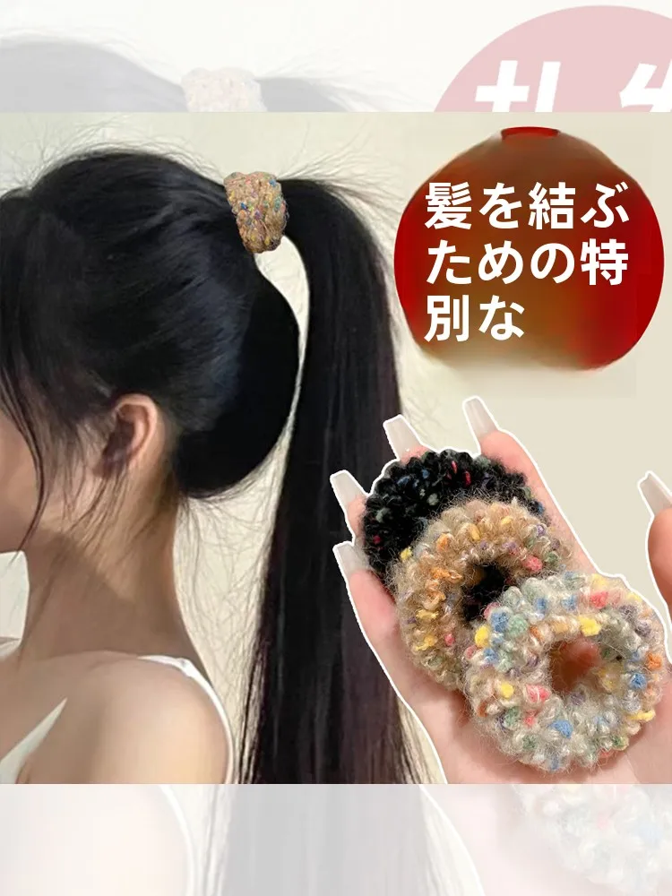 カラー太めポニーテール用ヘアゴム：高弾力素材で長持ちする秋冬スタイルの実用性
