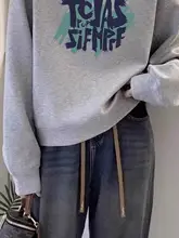 綿100% ラウンドネックショートスウェットシャツ【秋冬・カジュアル・ゆったりフィット・字母プリント】