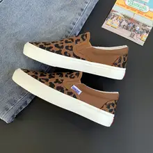 レトロなデザインのヒョウ柄キャンバスシューズ【ストリートチック・韓国風・汎用性抜群】