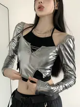 ジャズダンス衣装【シルバー・女性用・K-POPスタイル・音楽フェス対応】（セットアップ対応）