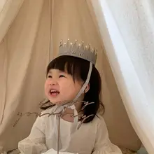 高品質のビジュー付きベビー用クラウン【誕生日パーティー・リボンデザイン・親子兼用】