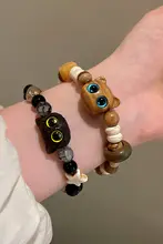 かわいい猫モチーフ ビーズブレスレット【陶器製・2個セット・女子向け・誕生日ギフト】