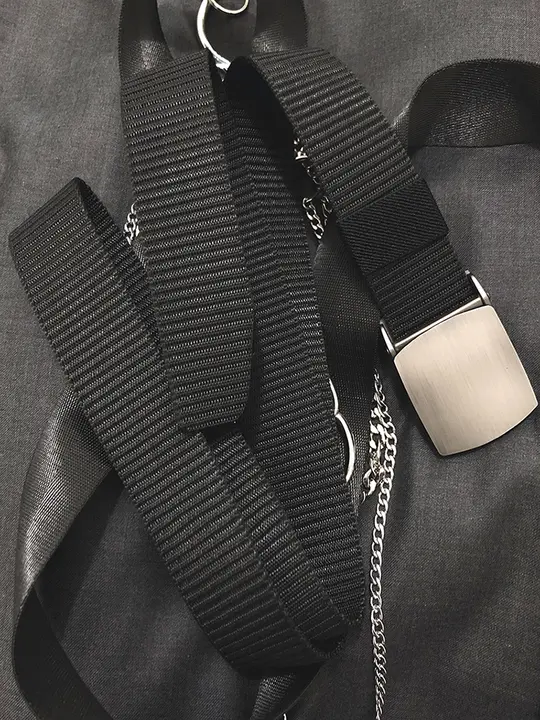 ナイロン製機能性ウエストベルト【金属バックル・インダストリアルスタイル・学生向け・パンク風・レトロデザイン】