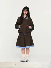 セットアップ ジャケット スカート レディース ダブルカラー きれいめ 上品 オフィスカジュアル おしゃれ 秋冬「Amweird」