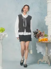 フレンチスタイルのドット柄ハイウエストスカート【夏用・女性用・短め】